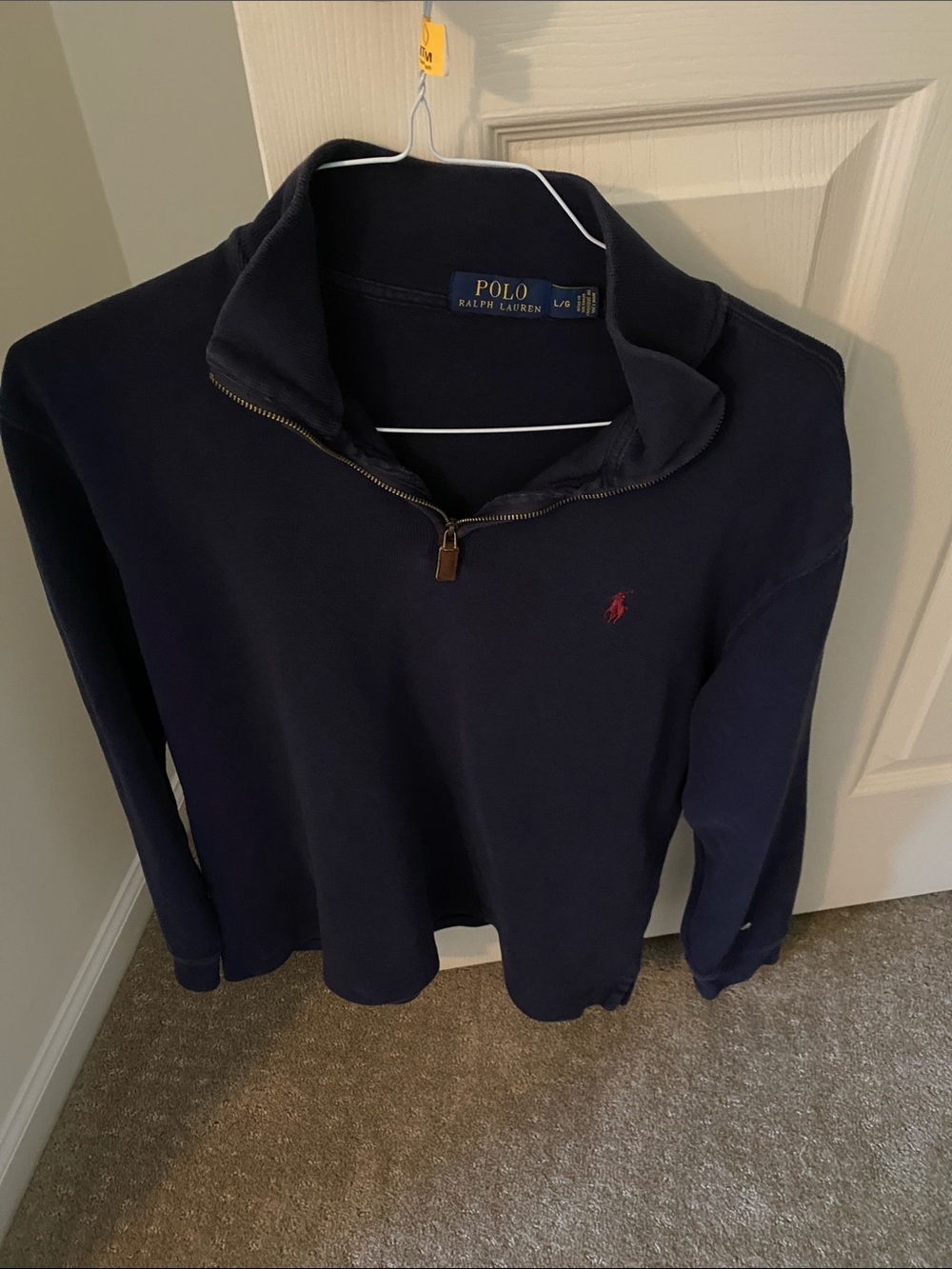 Polo by Ralph Lauren Navy 1/4 Zip-Up Mock Collar Sweater with Red Pony